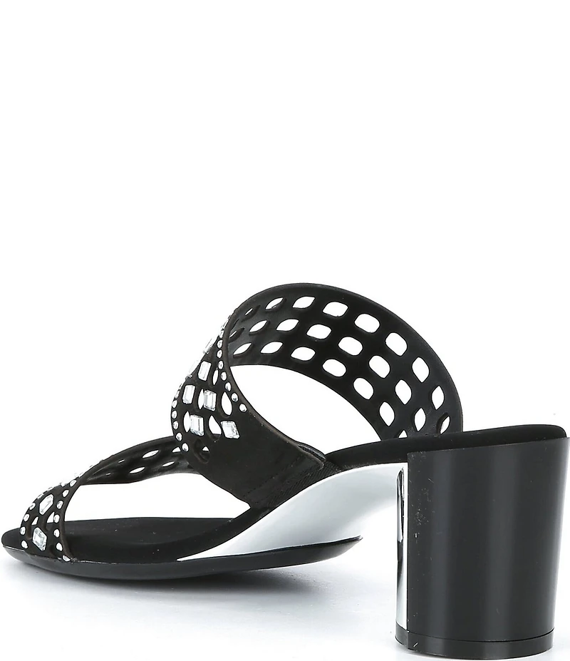 Onex Sonia Embellished Leather Metal Heel Dress Slide Sandals