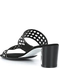 Onex Sonia Embellished Leather Metal Heel Dress Slide Sandals