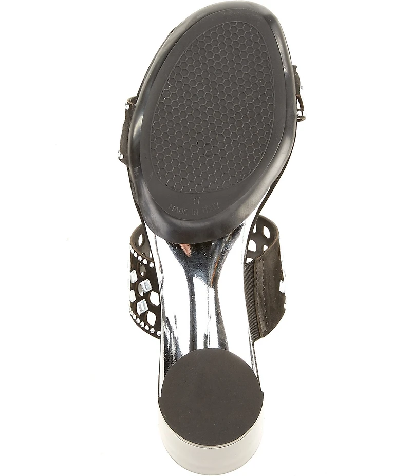 Onex Sonia Embellished Leather Metal Heel Dress Slide Sandals