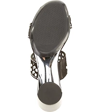 Onex Sonia Embellished Leather Metal Heel Dress Slide Sandals