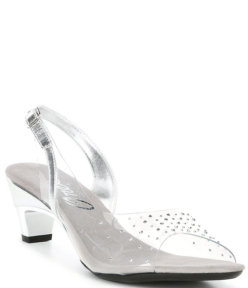 Onex Suzanne Lucite Rhinestone Slingback Sandals