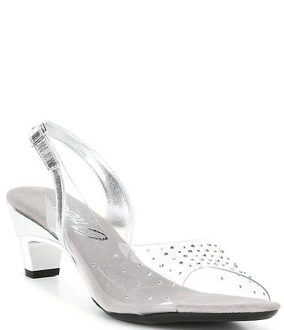 Onex Suzanne Lucite Rhinestone Slingback Sandals