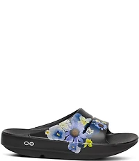 OOFOS OOahh Floral Recovery Platform Slide Sandals