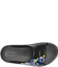 OOFOS OOahh Floral Recovery Platform Slide Sandals