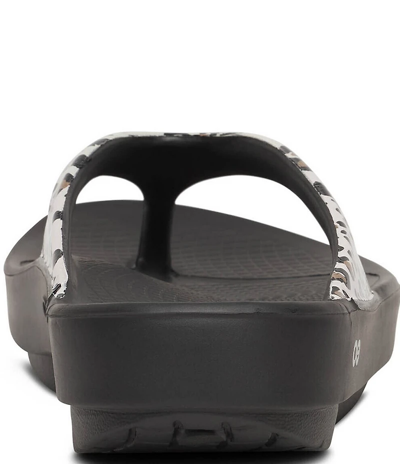 OOFOS OOlala Leopard Recovery Thong Sandals