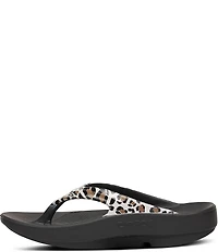 OOFOS OOlala Leopard Recovery Thong Sandals