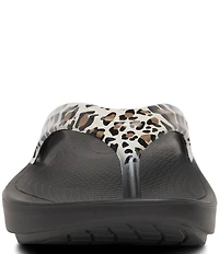 OOFOS OOlala Leopard Recovery Thong Sandals