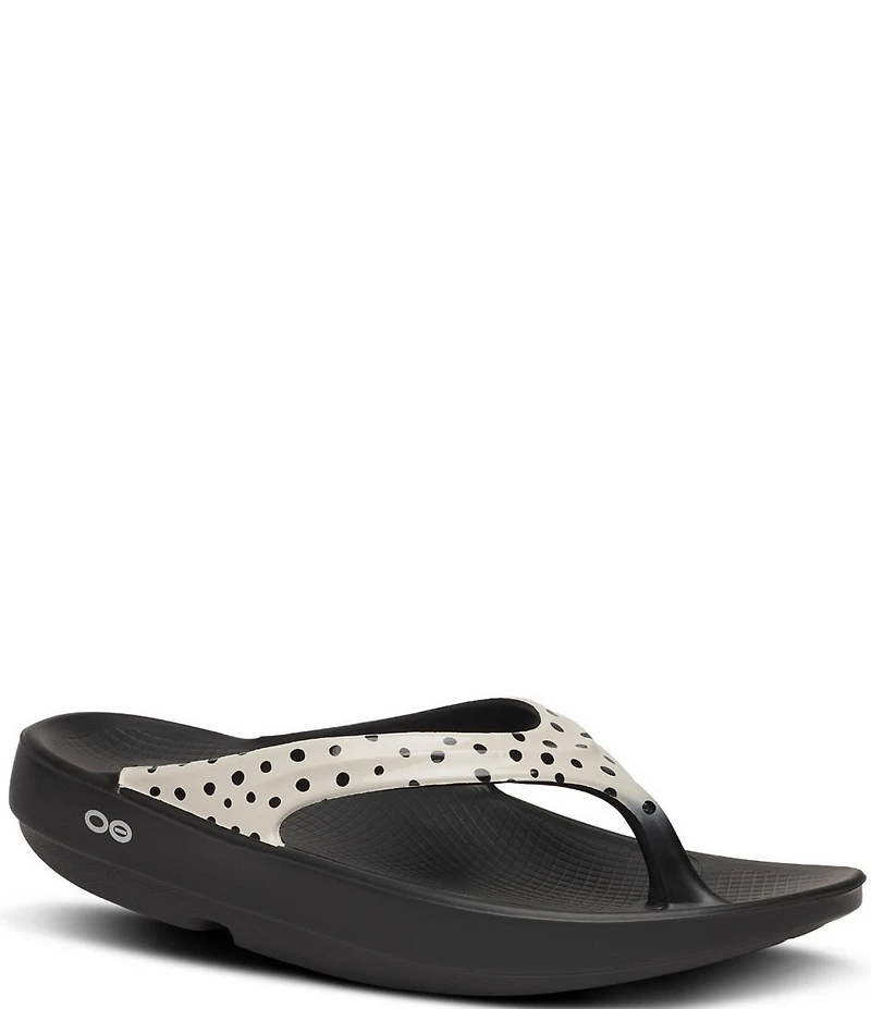 OOFOS OOlala Pebble Print Recovery Thong Sandals