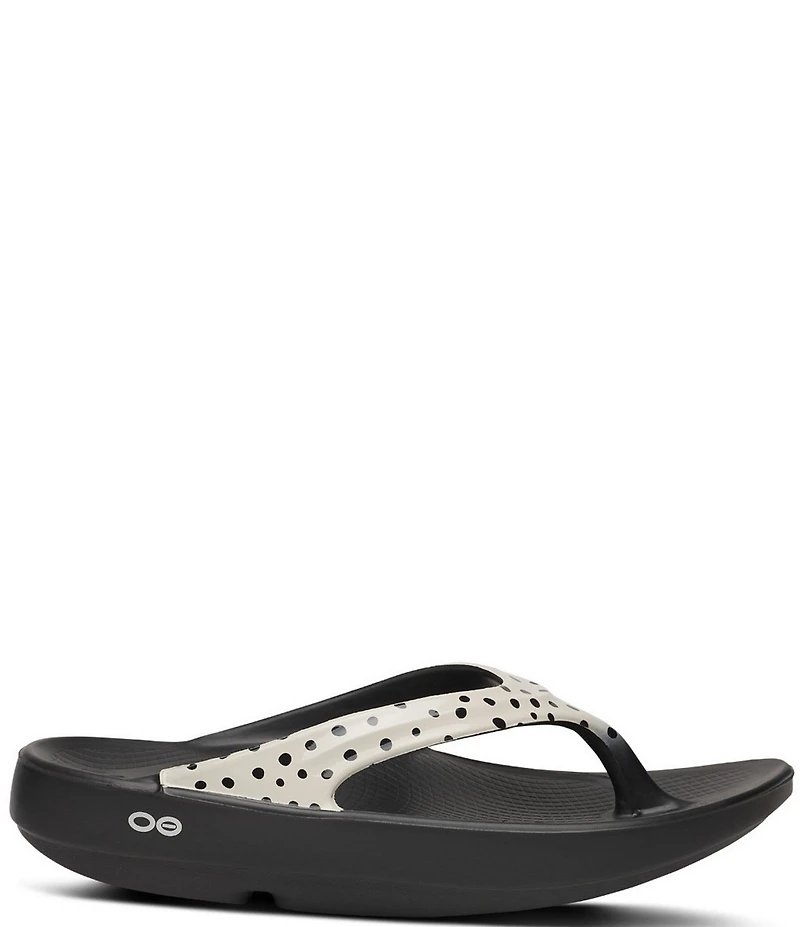 OOFOS OOlala Pebble Print Recovery Thong Sandals