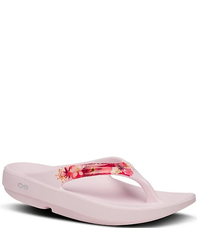 OOFOS OOlala Primrose Print Recovery Thong Sandals