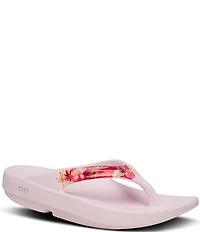 OOFOS OOlala Primrose Print Recovery Thong Sandals