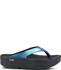 OOFOS OOmega Metallic Recovery Thong Platform Sandals
