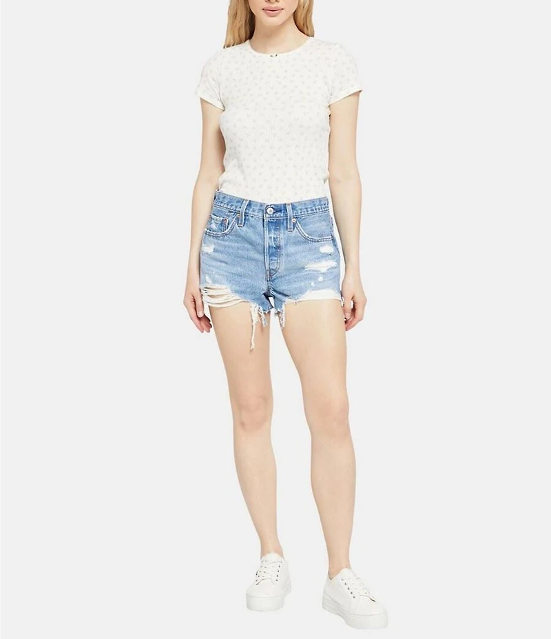 Levi's® Original High Rise Destructed Frayed Hem Shorts