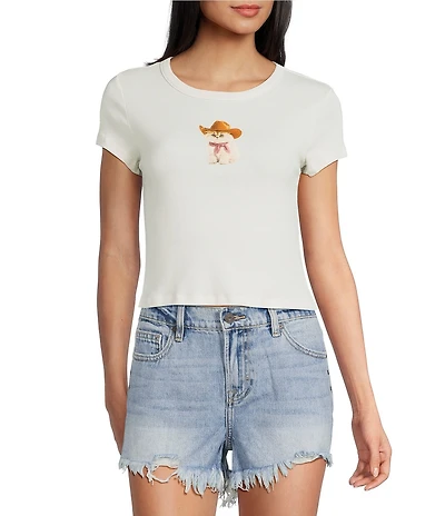 Originality Short Sleeve Cowboy Kitten Graphic Baby Tee