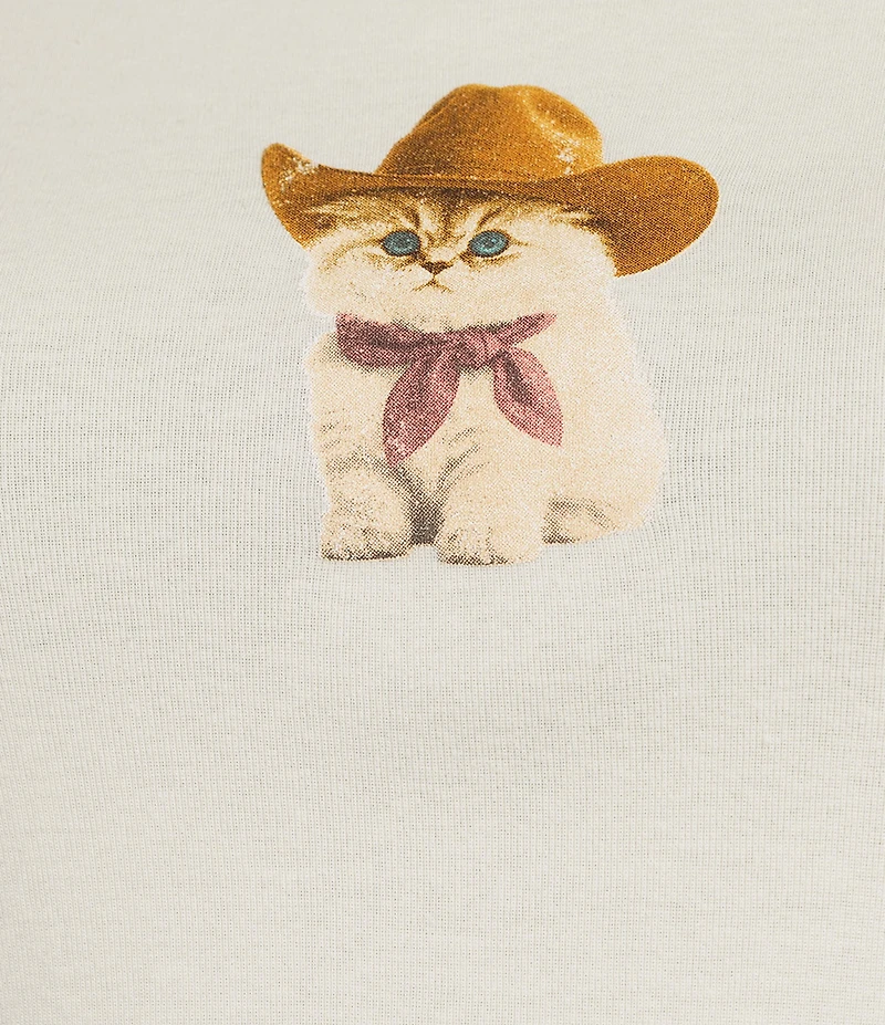 Originality Short Sleeve Cowboy Kitten Graphic Baby Tee