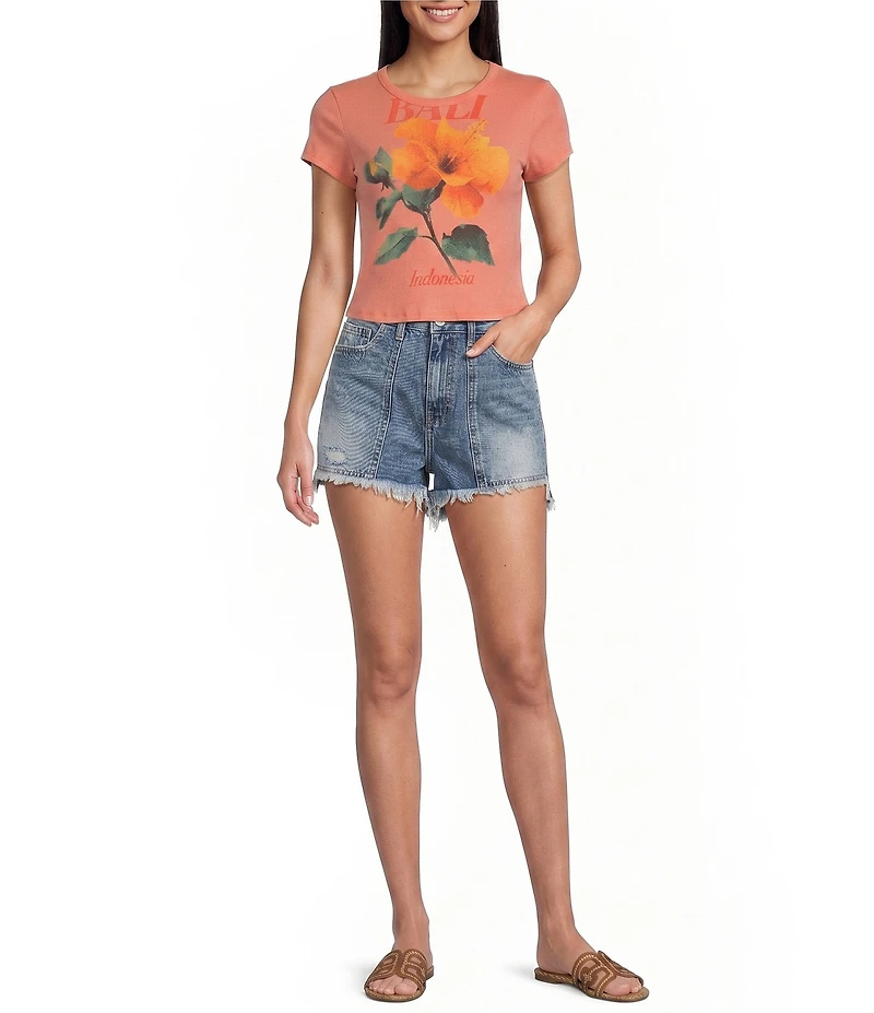 Originality Bali Hibiscus Flower Short Sleeve Baby Tee