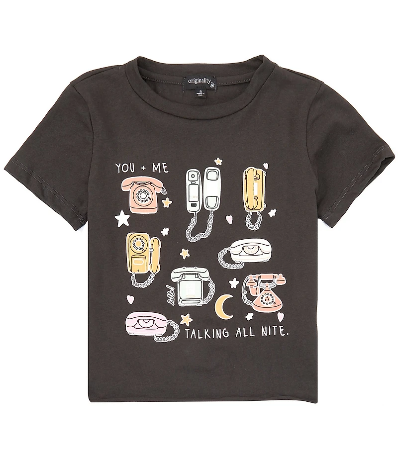 Originality Big Girls Short Sleeve Telephone Talk Crop T-Shirt