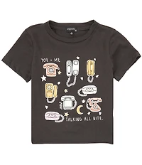 Originality Big Girls Short Sleeve Telephone Talk Crop T-Shirt
