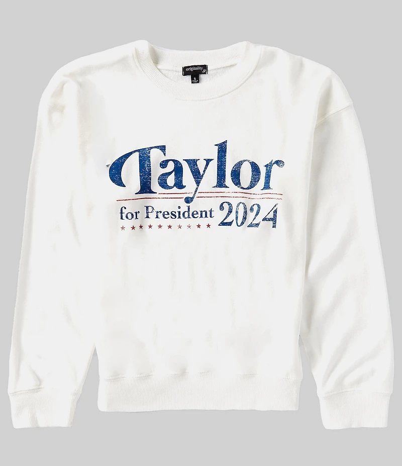 Originality Big Girls Long Sleeve Taylor For President Fleece Sweatshirt