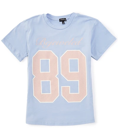 Originality Big Girls Short Sleeve Bejeweled Athletic Graphic T-Shirt