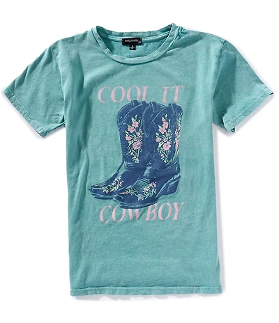 Originality Big Girls Short Sleeve Cool It Cowboy Graphic Oversized T-Shirt