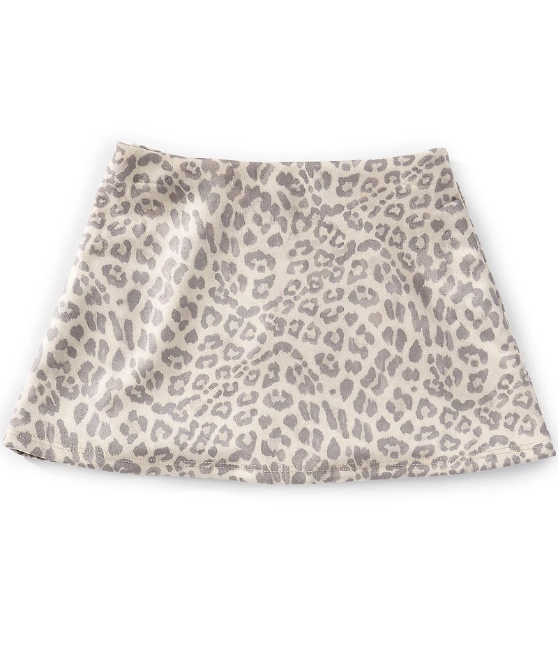 Originality Big Girls Leopard-Printed Faux-Suede Mini Skort