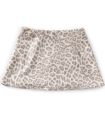 Originality Big Girls Leopard-Printed Faux-Suede Mini Skort