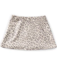 Originality Big Girls Leopard-Printed Faux-Suede Mini Skort