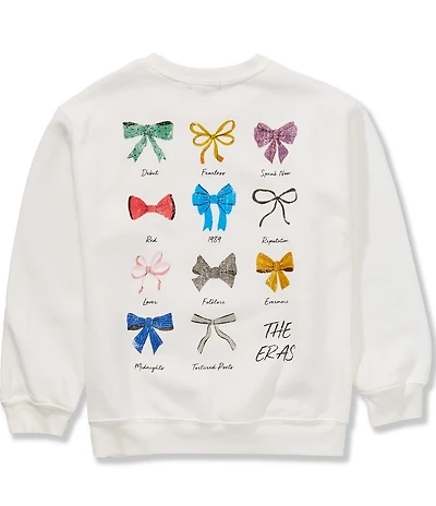 Originality Big Girls Long-Sleeve Bow Print Sweatshirt