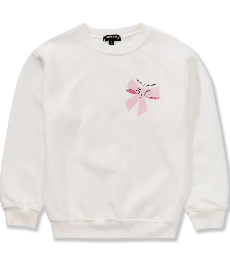 Originality Big Girls Long-Sleeve Bow Print Sweatshirt