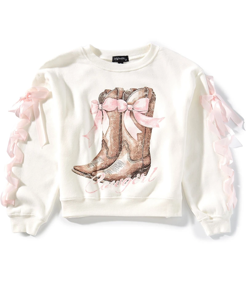 Originality Big Girls Long-Sleeve Cowgirl Fleece Sweatshirt