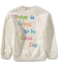 Originality Big Girls Long Sleeve Crewneck Today is Going To Be a Great Day Sweatshirt