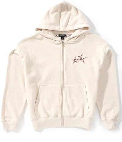 Originality Big Girls Long Sleeve Leopard Star Patch Hoodie