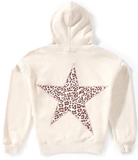 Originality Big Girls Long Sleeve Leopard Star Patch Hoodie