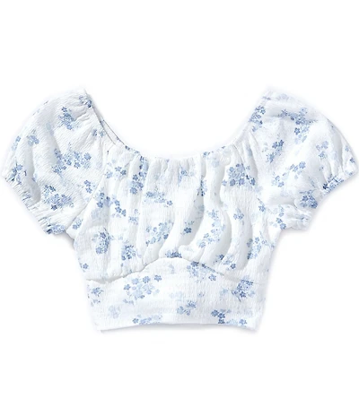 Originality Big Girls Short Sleeve Floral Print Tie Back Top