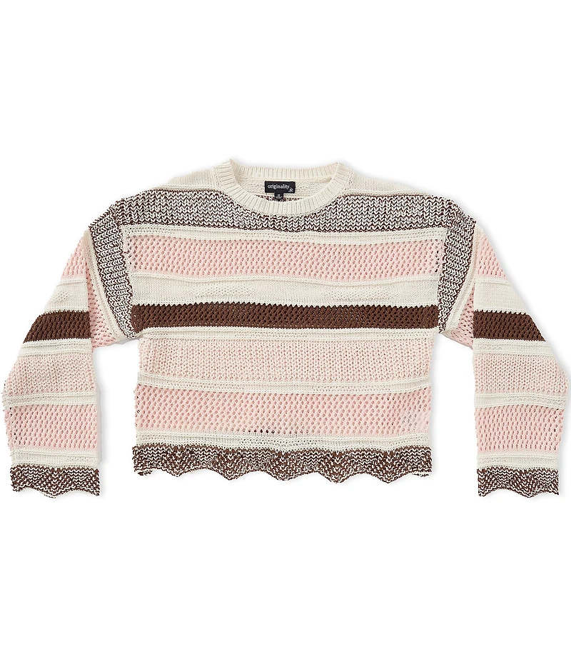 Originality Big Girls Long-Sleeve Striped Sweater