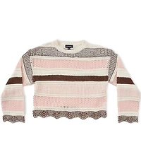 Originality Big Girls Long-Sleeve Striped Sweater