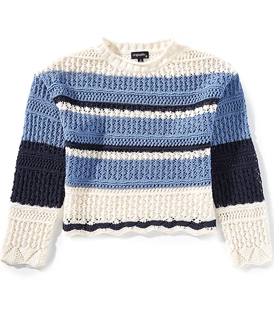 Originality Big Girls Long-Sleeve Thin/Wide-Stripe Sweater