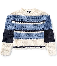 Originality Big Girls Long-Sleeve Thin/Wide-Stripe Sweater