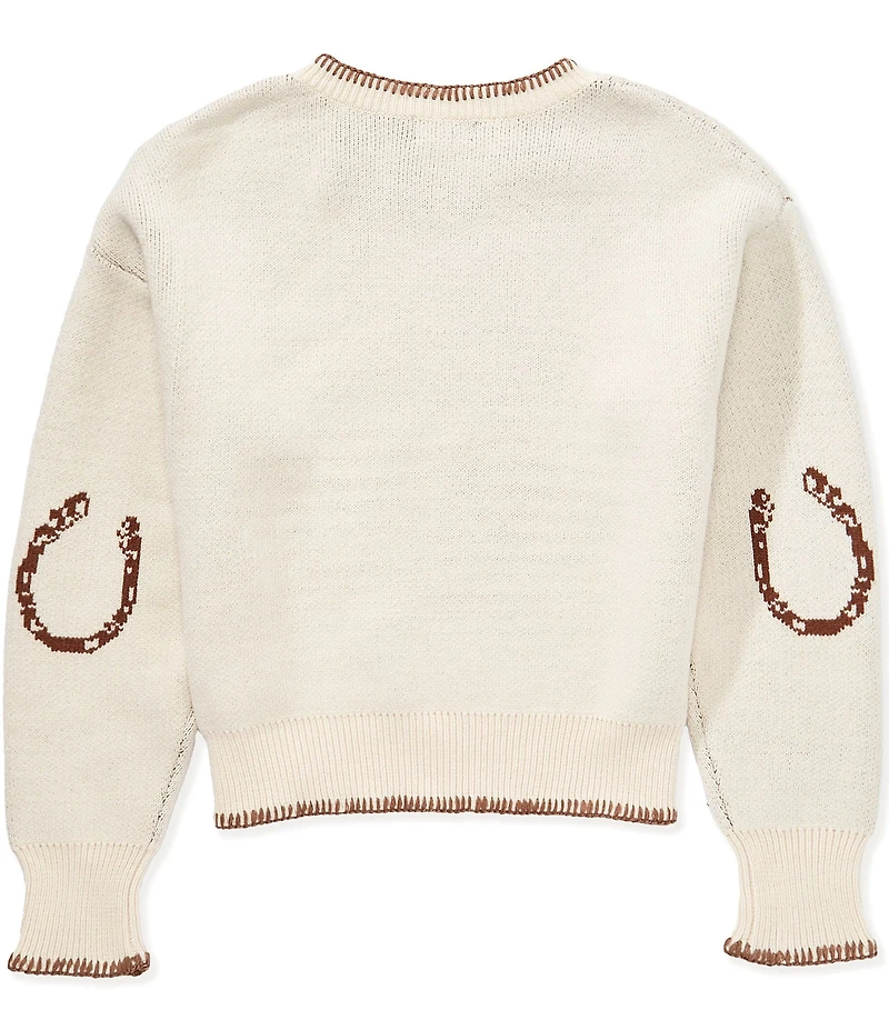 Originality Big Girls Long-Sleeve Western Whipstitched Sweater