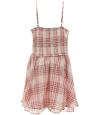 Originality Big Girls Plaid Print Sleeveless Ruffle Romper