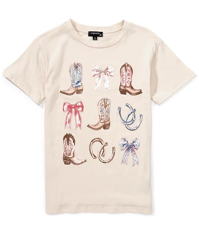 Originality Big Girls Short-Sleeve Americana Rodeo Show Grid T-Shirt