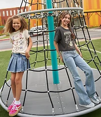 Originality Big Girls Short-Sleeve Americana Rodeo Show Grid T-Shirt