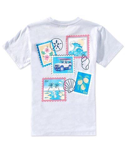 Originality Big Girls Short Sleeve Graphic Stamps T-Shirt