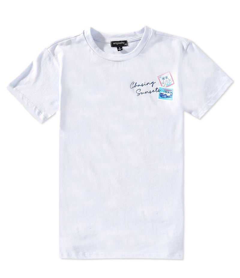 Originality Big Girls Short Sleeve Graphic Stamps T-Shirt