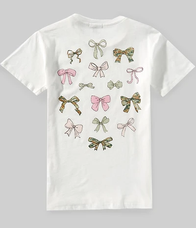 Originality Big Girls Short Sleeves Camo Bows T-Shirt