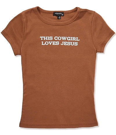 Originality Big Girls This Cowgirl Loves Jesus Short Sleeve Tee