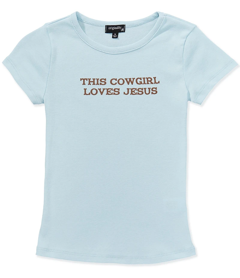 Originality Big Girls This Cowgirl Loves Jesus Short Sleeve Tee