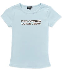 Originality Big Girls This Cowgirl Loves Jesus Short Sleeve Tee