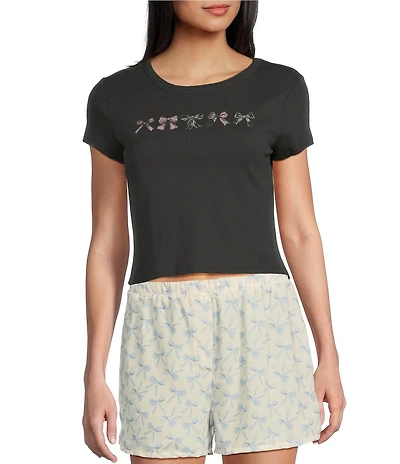 Originality Bow Graphic Short Sleeve Baby T-Shirt
